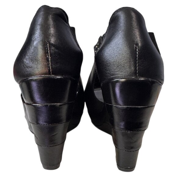 Harley Davidson Women’s Sandals Sz 7 Black Leather Open Toe Slide‎ Wedge - Picture 4 of 10